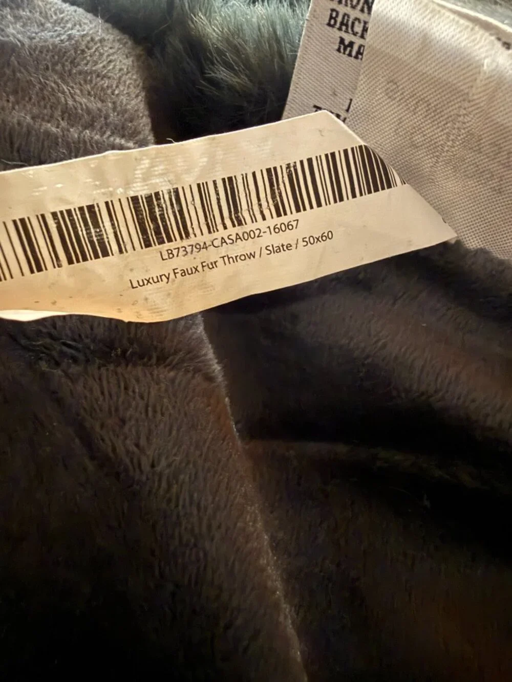 NWOT Quince Plush Faux Fur Throw Blanket - Charcoal Gray/ Slate